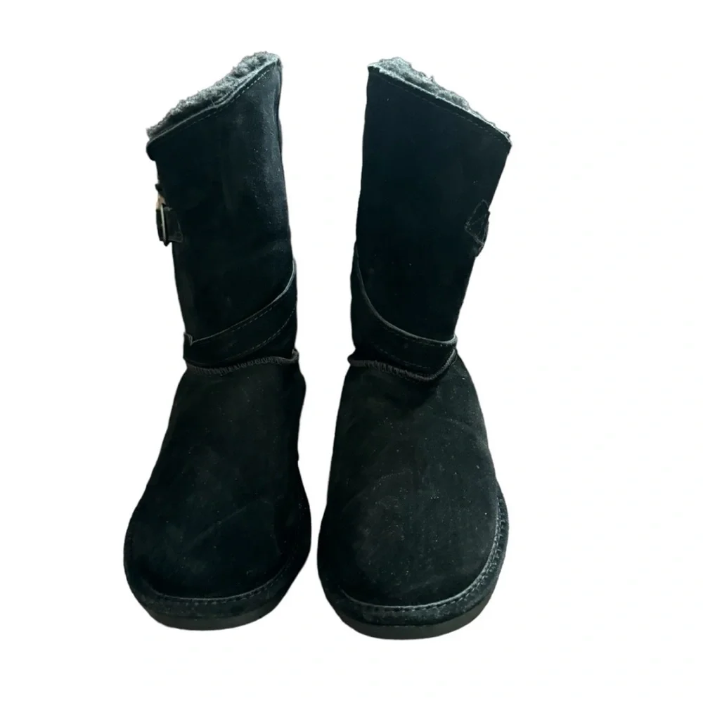 Bearpaw Tatum Boots Women's US 10 Black Suede Wool Sheepskin Lined
